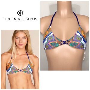 Trina Turk paisley triangle bikini top. NWT